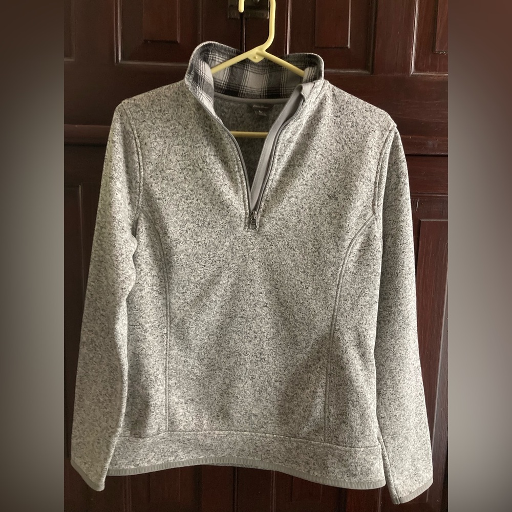 Eddie Bauer Heather Gray Quarter-Zip Pullover Sweatshirt